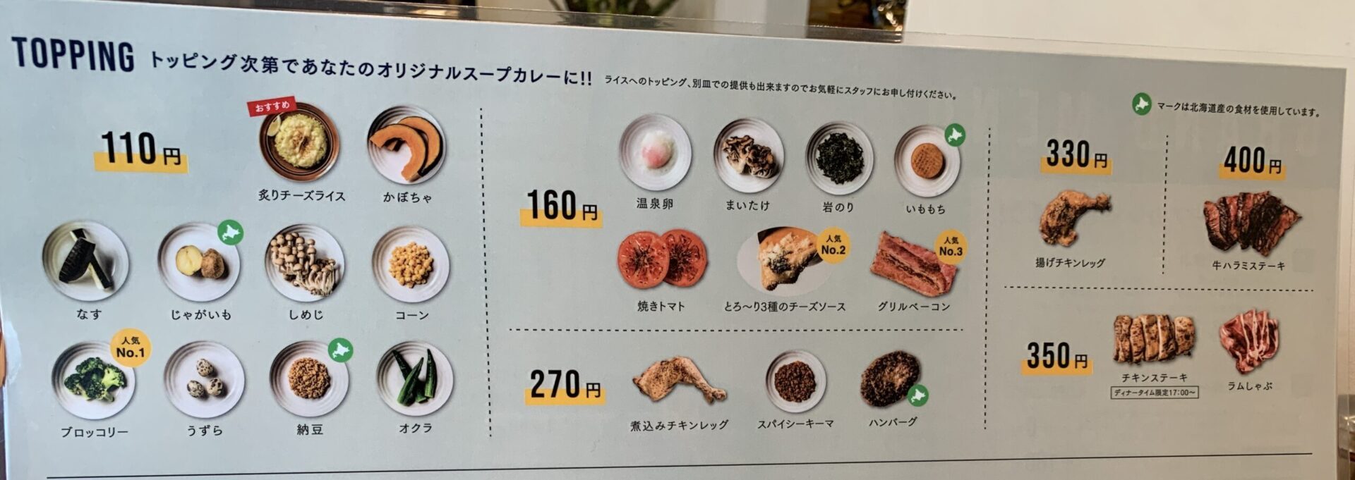 topping menu